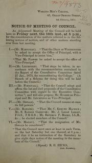 Cover of: Notice of meeting of council by R. H. Hicks