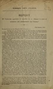 Report of committee appointed to consider as to changes in mode of governing and administering the College by R. B. Litchfield