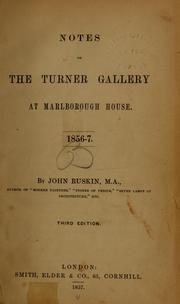 Cover of: Notes on the Turner gallery at Marlborough house: 1856-7