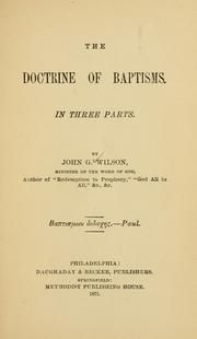 Cover of: The doctrine of baptisms: in three parts