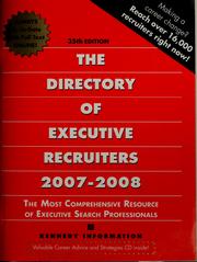 Cover of: The Directory of executive recruiters, 2007-2008