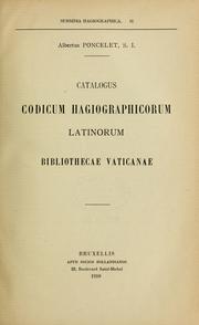 Cover of: Catalogus codicum hagiographicorum Latinorum Bibliothecae Vaticanae. by 