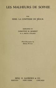 Cover of: Les malheurs de Sophie by Sophie, comtesse de Ségur