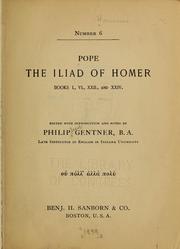 Cover of: Pope; the Iliad of Homer: books I, VI, XXII, and XXIV.
