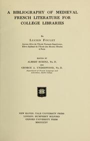 Cover of: A bibliography of medieval French literature for college libraries by Lucien Foulet
