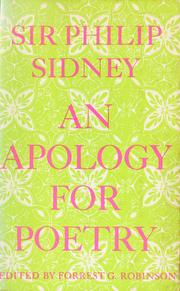 Cover of: An apology for poetry. by Sir Philip Sidney