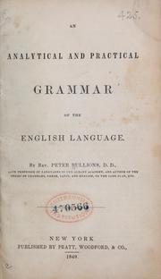 Cover of: An analytical and practical grammar of the English language