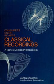 Cover of: Consumers union reviews classical recordings
