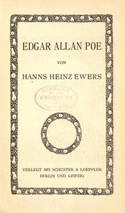 Cover of: Edgar Allan Poe by Hanns Heinz Ewers
