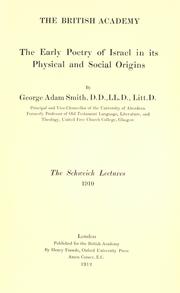 Cover of: The early poetry of Israel in its physical and social origins. by Sir George Adam Smith