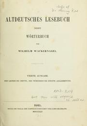 Cover of: Altdeutsches Lesebuch nebst Wörterbuch. by Wackernagel, Wilhelm