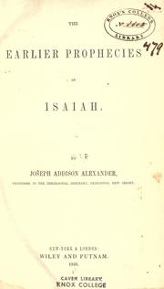 Cover of: [The prophecies of Isaiah] by Joseph Addison Alexander