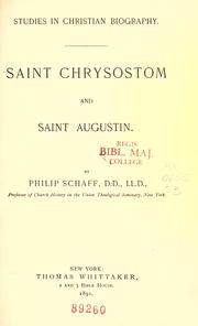 Cover of: Saint Chrysostom and Saint Augustin