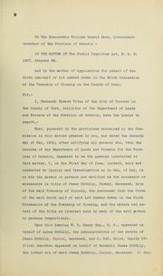 Report [of the] Inquiry into Ownership of the North One-half of Lot Number Seven, Ninth Concession, Township of Glenelg, County of Grey by Ontario. Inquiry into Ownership of the North One-half of Lot Number Seven, Ninth Concession, Township of Glenelg, County of Grey