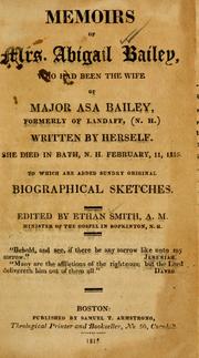 Cover of: Memoirs of Mrs. Abigail Bailey | Abigail Abbot Bailey