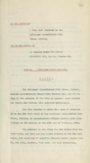 Cover of: In the matter of a fire that occurred in the Hollinger Consolidated Gold Mines, Limited, and in the matter of an inquiry under the Public Enquiries Act, N.S.O., chapter 20 by Hollinger Consolidated Gold Mines Limited