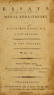 Cover of: Essays, moral and literary by Vicesimus Knox