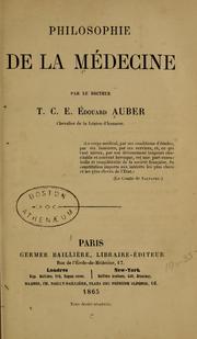Cover of: Philosophie de la médecine