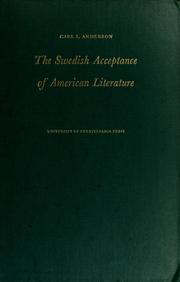 Cover of: The Swedish acceptance of American literature. by Carl L. Anderson