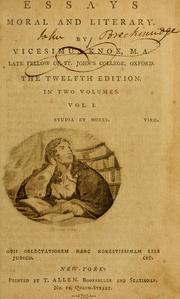 Cover of: Essays, moral and literary by Vicesimus Knox