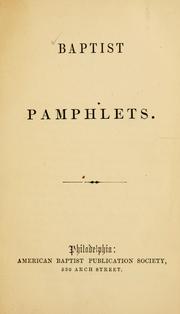 Cover of: A plea for principles: or, the Baptists and the ordinances