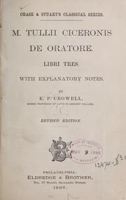 Cover of: De oratore, libri tres by Cicero