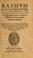 Cover of: Raymundi Lulli doctissimi et celeberrimi philosophi De secretis naturae, seu De quinta essentia liber vnus