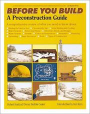 Cover of: Before you build: a preconstruction guide