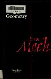 Cover of: Space and geometry in the light of physiological, psychological and physical inquiry by Ernst Mach