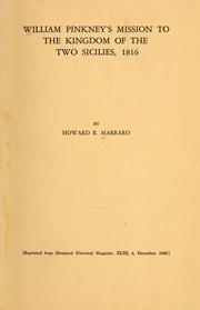 Cover of: William Pinkney's mission to the Kingdom of the Two Sicilies, 1816