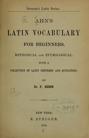 Cover of: Ahn's Latin vocabulary for beginners