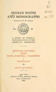 Cover of: Skeletal remains from Santa Barbara, California.: I. Craniology