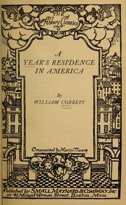 Cover of: A year's residence in America