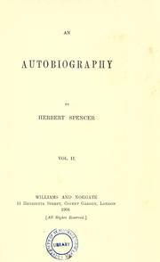 Cover of: An autobiography. by Herbert Spencer