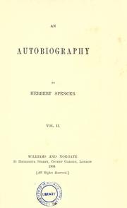 Cover of: An autobiography. by Herbert Spencer, Herbert Spencer