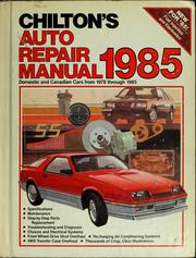 Chilton's auto repair manual, 1985