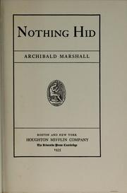 Cover of: Nothing hid