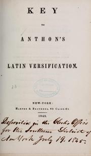 Cover of: A system of Latin versification: Key...