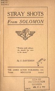 Cover of: Stray shots from Solomon.