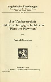 Cover of: Zur Verfasserschaft und Entstehungsgeschichte von "Piers the Plowman."