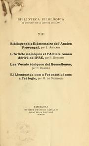 Cover of: Bibliographie élémentaire de l'ancien provençal
