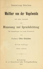 Cover of: Walther von der Vogelweide by Otto Güntter