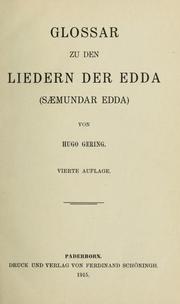 Cover of: Glossar zu den Liedern der Edda (Saemundar Edda)