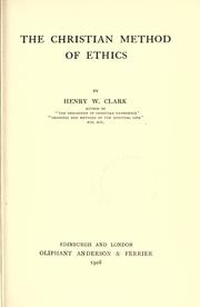 Cover of: The Christian method of ethics