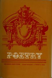 Cover of: Poetry; meaning and form