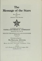 Cover of: The message of the stars by Heindel, Max
