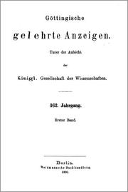 Cover of: Göttingische gelehrte Anzeigen