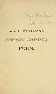 Cover of: After all, not to create only by Walt Whitman