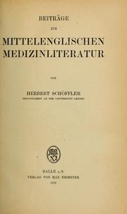 Cover of: Beiträge zur mittelenglischen Medizinliteratur