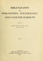 Cover of: Bibliography of philosophy, psychology, and cognate subjects